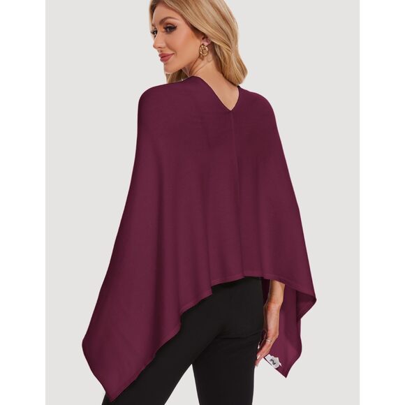 Women Soft Knit Poncho Lightweight Travel Shawl Cape Versatile Ponchos 4739